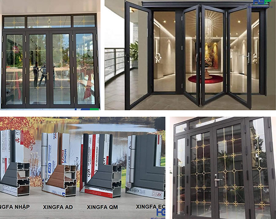 Cửa nhôm hệ kính cường lực Việt Pháp Xingfa